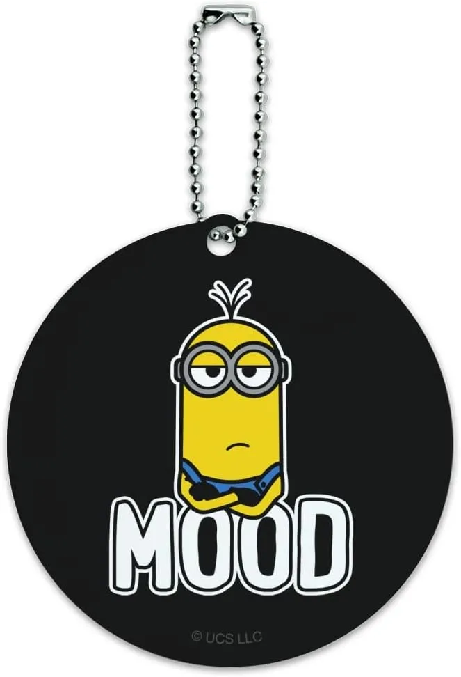 Minions Kevin MOOD Round Luggage ID Tag Card Suitcase Carry-On