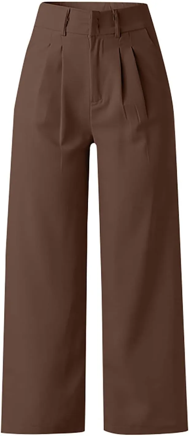 Mmoneyake Wide Leg Pants for Women High Waist Straight Drape Casual Business Dress Pants Work Office Trousers with Pockets