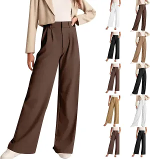 Mmoneyake Wide Leg Pants for Women High Waist Straight Drape Casual Business Dress Pants Work Office Trousers with Pockets