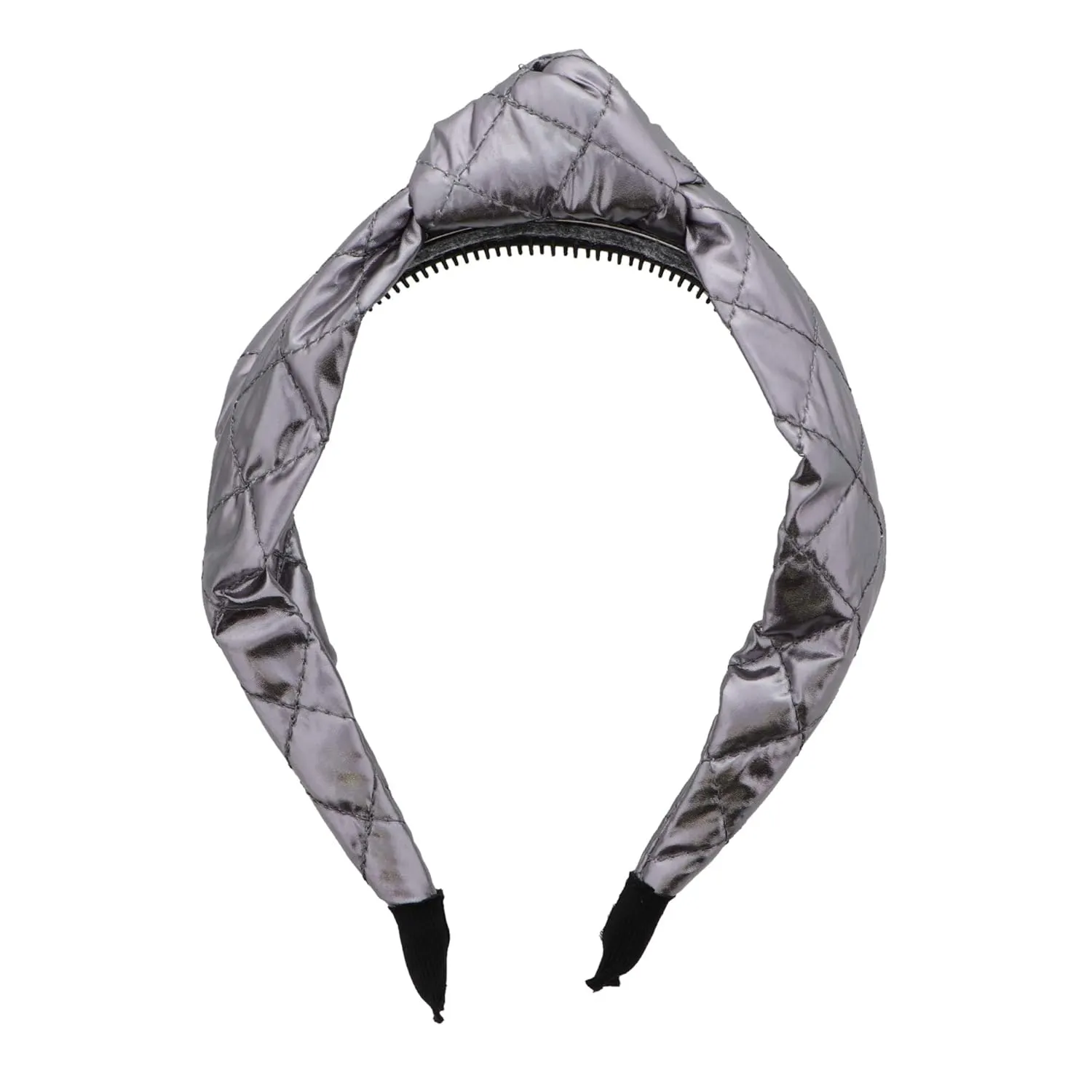 Motique Accessories Silver Metallic Quilted Turban Headbands for Women