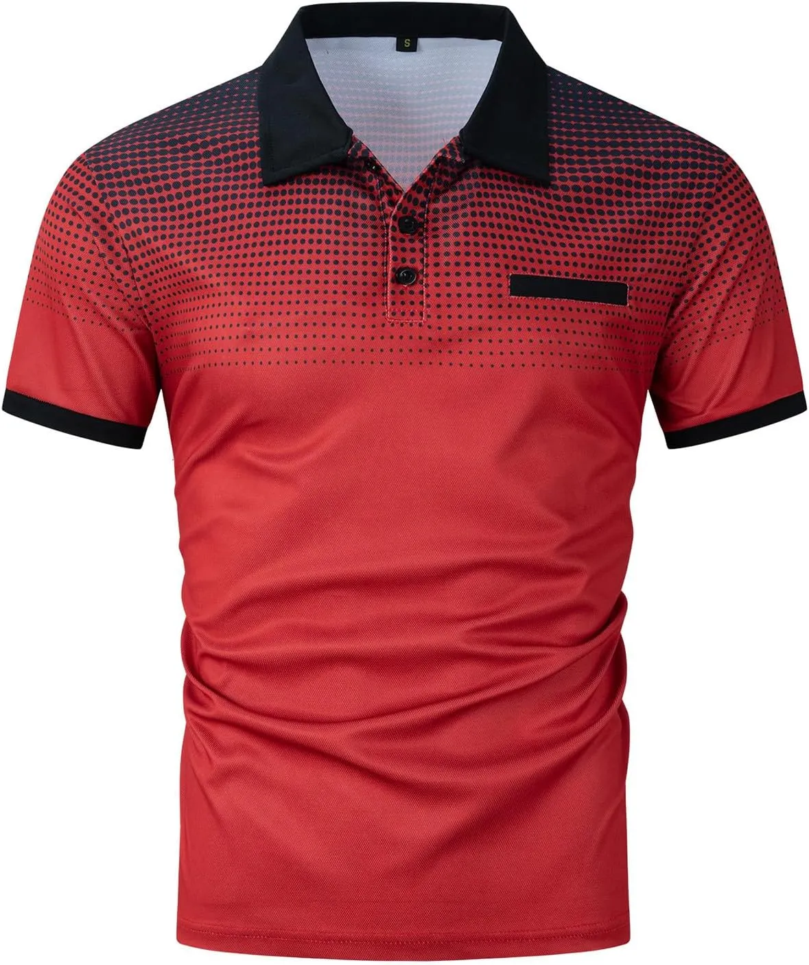 Muscularfit Polo Shirts for Men Big and Tall Short Sleeve Button Down Henley Shirt Loose Gradient Color Summer Beach Pullover