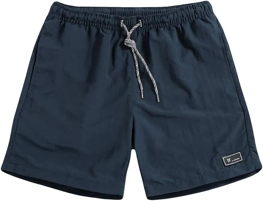 Muyise Mens Swim Trunks Quick Dry Solid Color Bathing Suits Shorts Sports Running Beach Board Shorts with Pockets