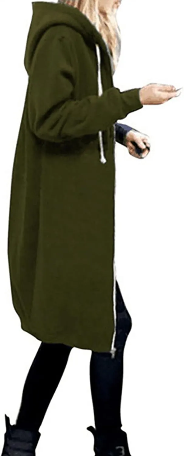 NBXNZWF Womens Zip Up Hoodies Fall Oversize Fleece Jacket Long Sleeve Hooded Lightweight Tunic Sweatshirt With Pockets