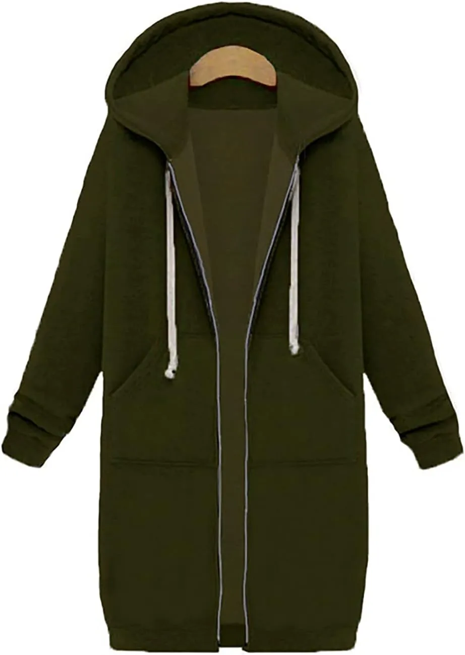 NBXNZWF Womens Zip Up Hoodies Fall Oversize Fleece Jacket Long Sleeve Hooded Lightweight Tunic Sweatshirt With Pockets