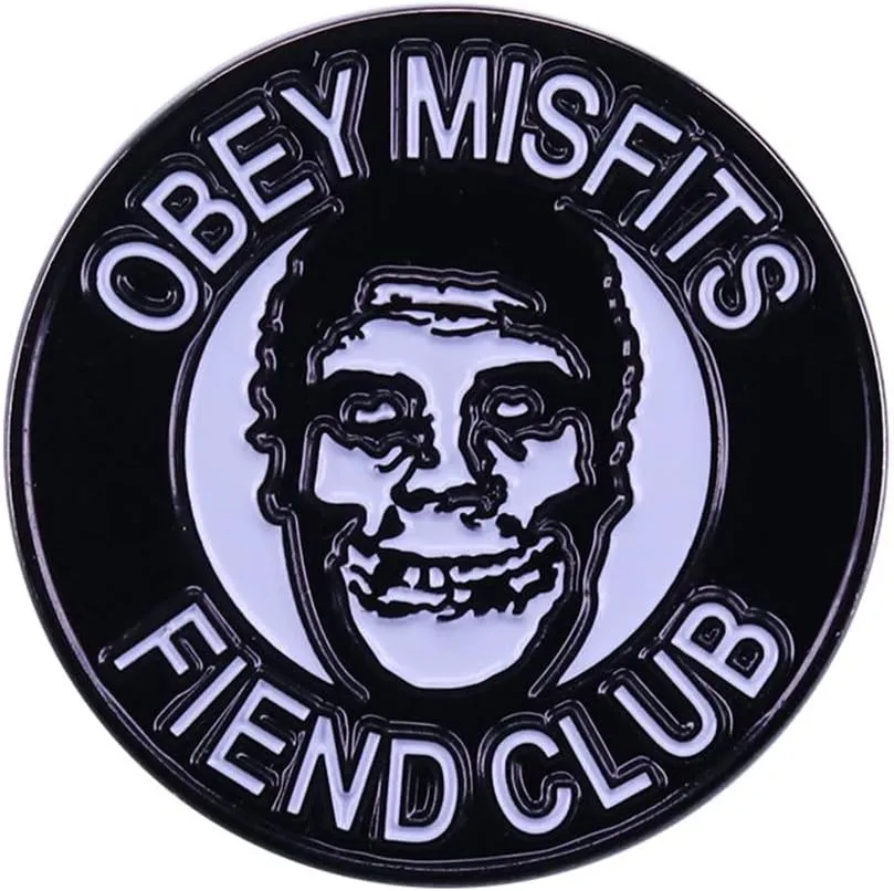 OBEY MISFITS FIEND CLUB Enamel Pins Devil Club Badge Horror Skull Rock Punk Brooch Jeans Lapel Pin for Jewelry Halloween Accessory