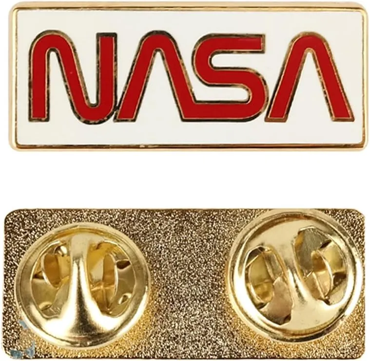 Official Licensed Metallic NASA Worm Logo Pin - 2 Pack