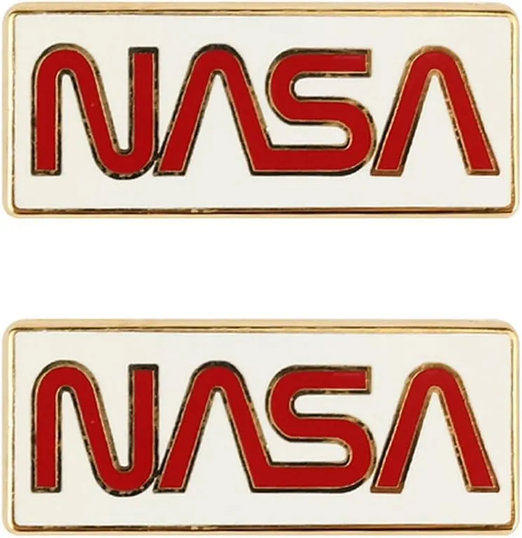 Official Licensed Metallic NASA Worm Logo Pin - 2 Pack