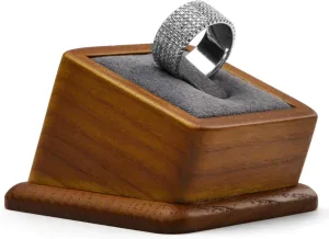 Oirlv Solid Wood Jewelry Display Stand Square Ring Earrings Bracelet Jewelry Holder (Grey Ring Holder)