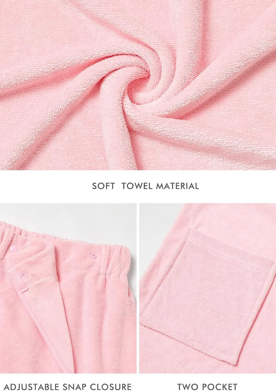 Orrpally Women Shower Wrap Robe Bath Body Towel Wrap Spa Bathrobe Adjustable Snap Closure