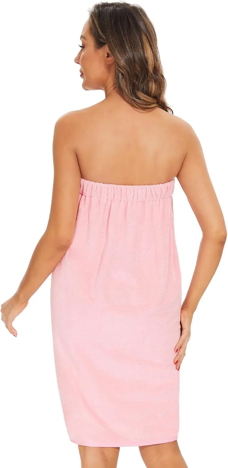 Orrpally Women Shower Wrap Robe Bath Body Towel Wrap Spa Bathrobe Adjustable Snap Closure