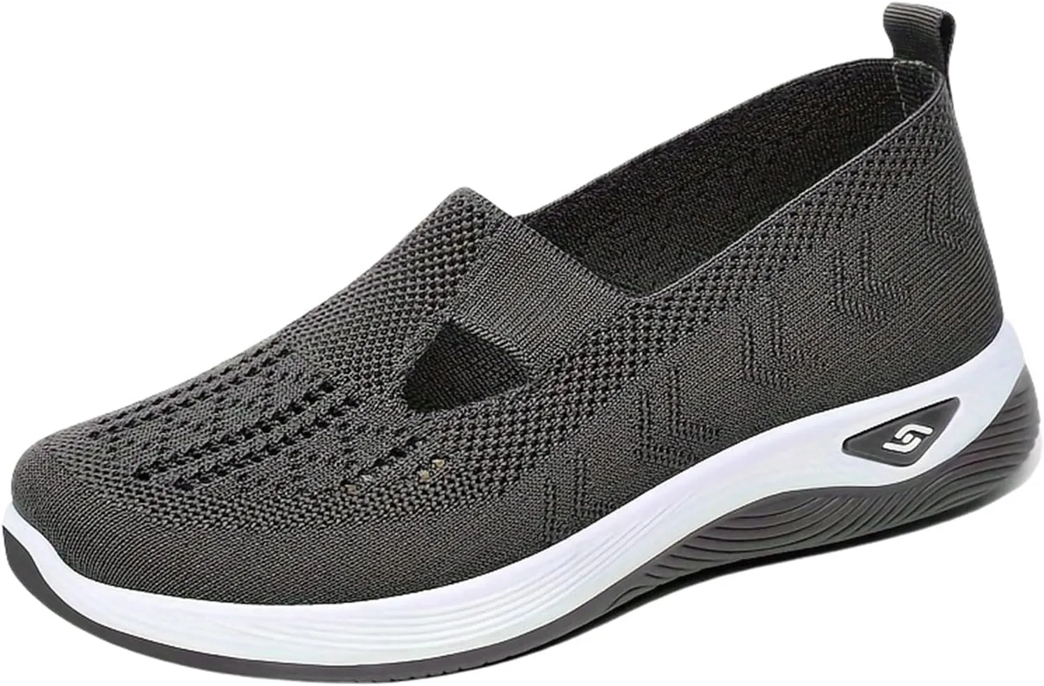 Orthopedic Walking Shoes for Women Slip on Diabetic Shoes Hands Free Slip-ins Shoe, Breathable Mesh Knitted Orthowalk Sneakers Neuropathy Plantar Fasciitis Comfort Wear Orthowear Shoe