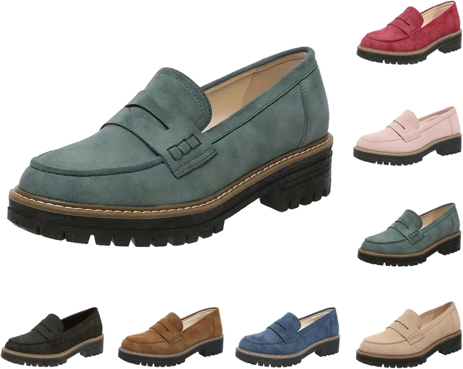 Orthoture-Orthopedic Platform Loafers Comfort Walking Shoes Womens Round Toe Slip on Loafers Lightweight Chunky Heel Shoes
