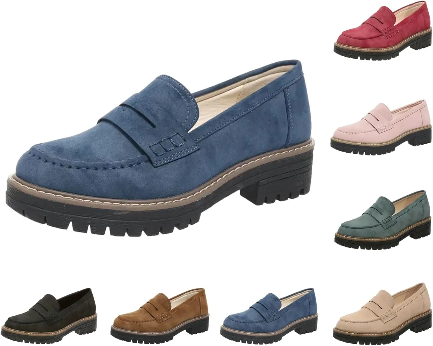 Orthoture-Orthopedic Platform Loafers Comfort Walking Shoes Womens Round Toe Slip on Loafers Lightweight Chunky Heel Shoes