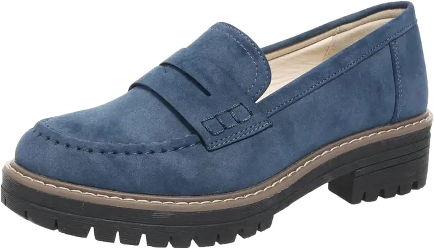 Orthoture Women's Orthopedic Chunky Loafers - Beige, Casual, Solid, Round Toe, Flat Heel, Slip-On, Walking, All Seasons