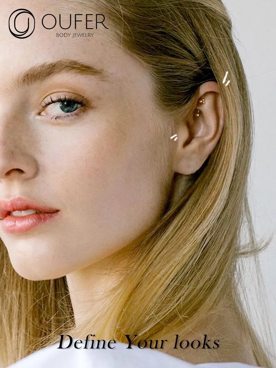 OUFER Rook Piercing Jewelry, 14K Solid Gold Eyebrow Rings, 16G Curved Barbells, Gold Rook Jewelry, Curved Barbell Piercing Jewelry, Daith Helix Rook Earrings for Women Men