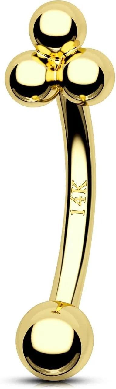 OUFER Rook Piercing Jewelry, 14K Solid Gold Eyebrow Rings, 16G Curved Barbells, Gold Rook Jewelry, Curved Barbell Piercing Jewelry, Daith Helix Rook Earrings for Women Men