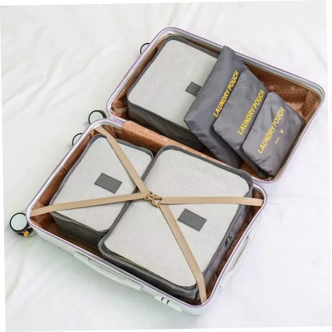 Packing Cubes for Suitcase Travel Luggage Waterproof Bag Cosmetics Toiletries Bag Grey 6PCS, Travel Essentials