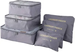 Packing Cubes for Suitcase Travel Luggage Waterproof Bag Cosmetics Toiletries Bag Grey 6PCS, Travel Essentials