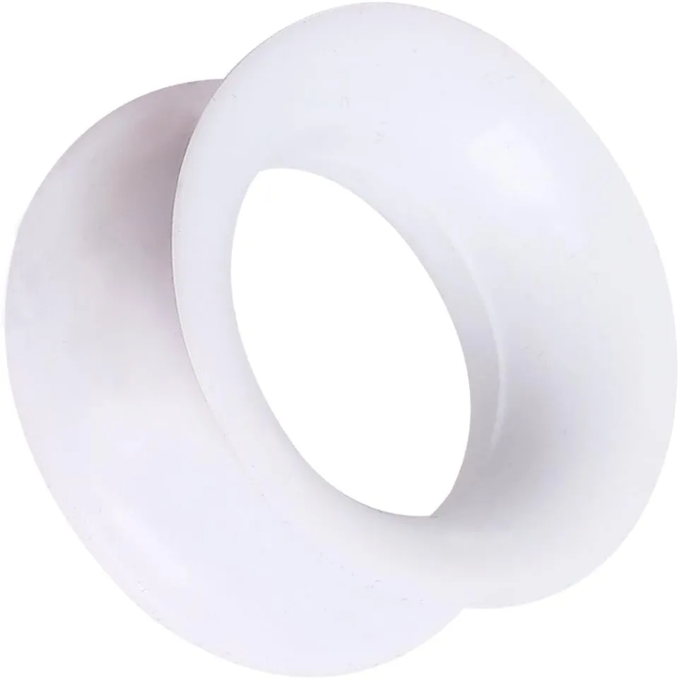 Pair of White Metallic Silicone Tunnel Ear Plug //Choose Size//
