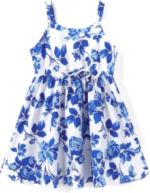 PATPAT Girls Summer Hawaiian Dress Toddler Sling Floral Casual Sleeveless Kids Sundress
