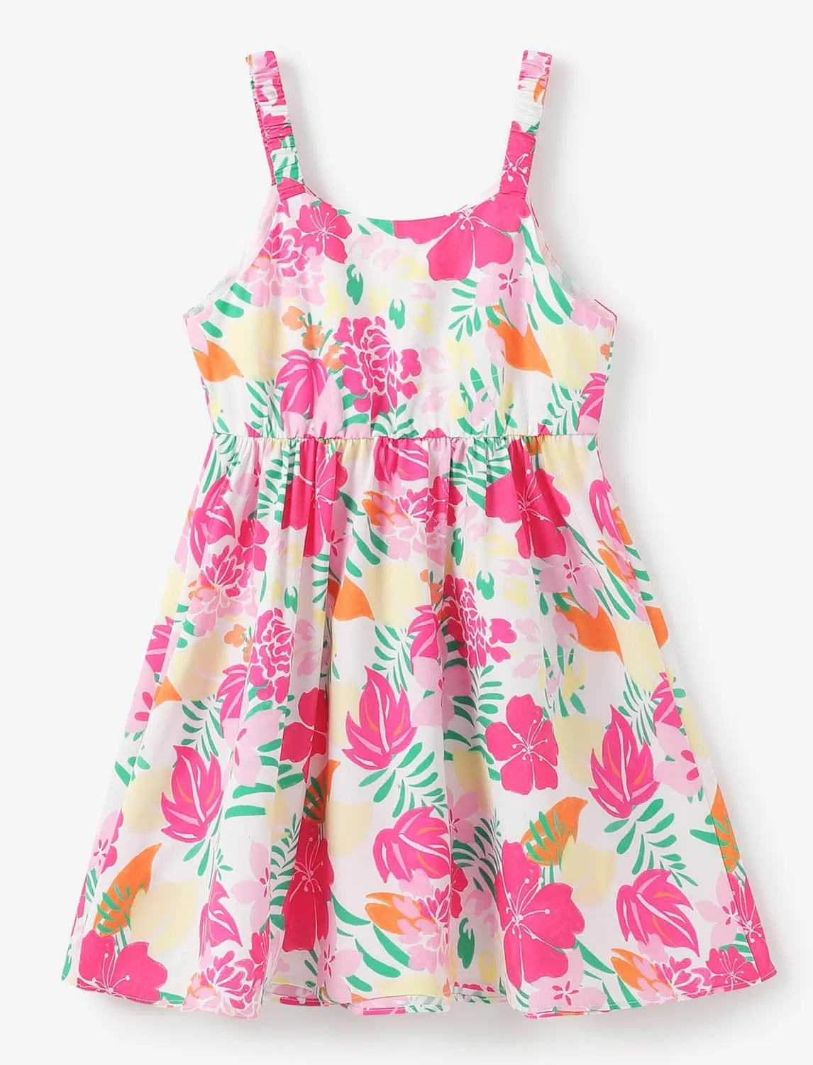 PATPAT Girls Summer Hawaiian Dress Toddler Sling Floral Casual Sleeveless Kids Sundress