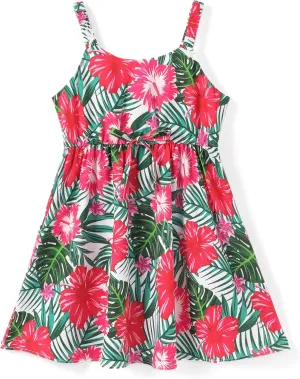 PATPAT Girls Summer Hawaiian Dress Toddler Sling Floral Casual Sleeveless Kids Sundress