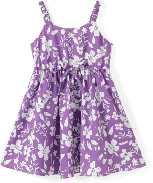PATPAT Girls Summer Hawaiian Dress Toddler Sling Floral Casual Sleeveless Kids Sundress