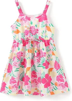 PATPAT Girls Summer Hawaiian Dress Toddler Sling Floral Casual Sleeveless Kids Sundress