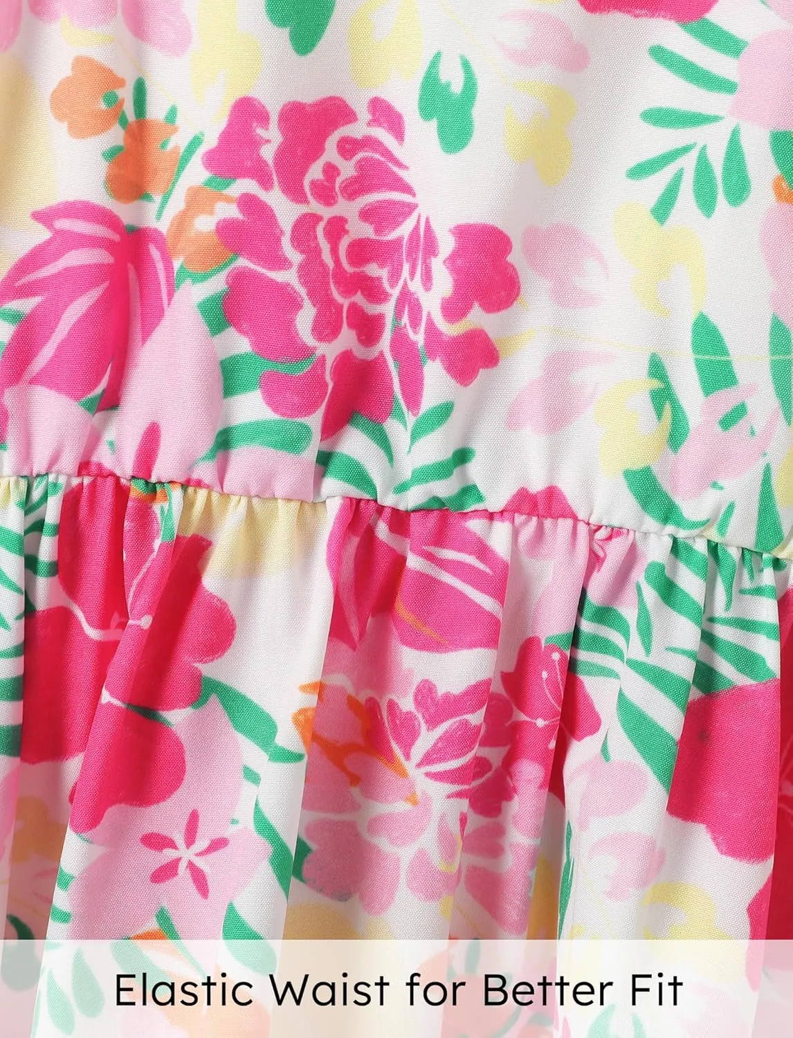 PATPAT Girls Summer Hawaiian Dress Toddler Sling Floral Casual Sleeveless Kids Sundress