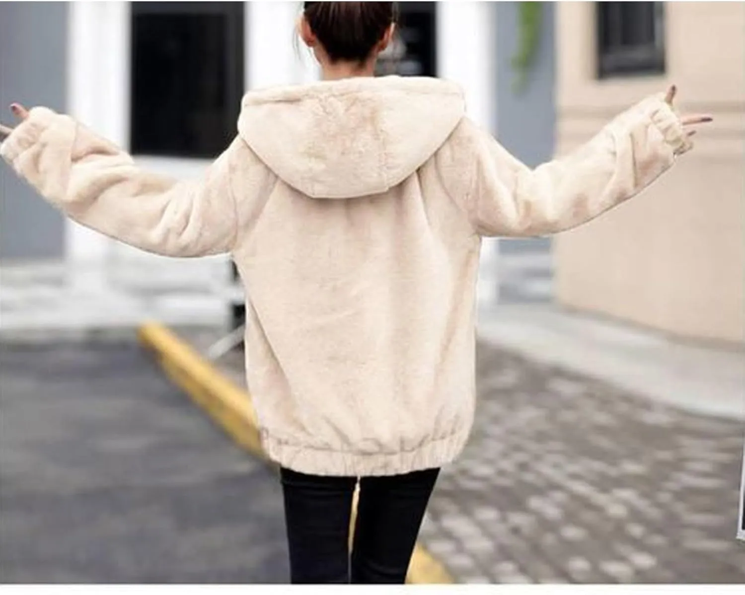 Plus Size Winter Coats for Women Warm Comfy Fuzzy Fleece Jacket Full Zip Plush Hooded Cardigan Outerwear with Pocket