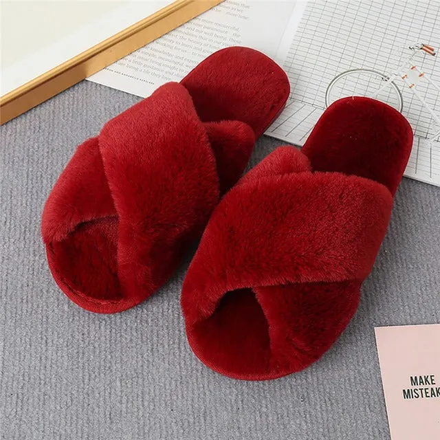 Plush couple footwear