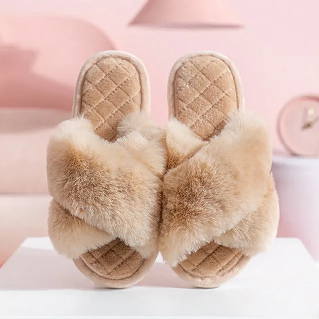 Plush couple footwear