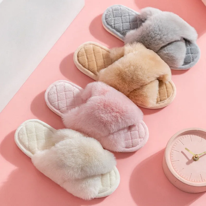 Plush couple footwear