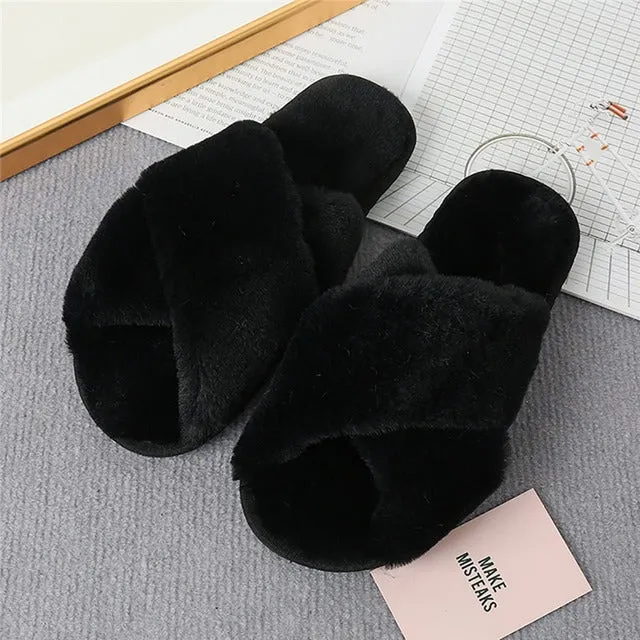 Plush couple footwear