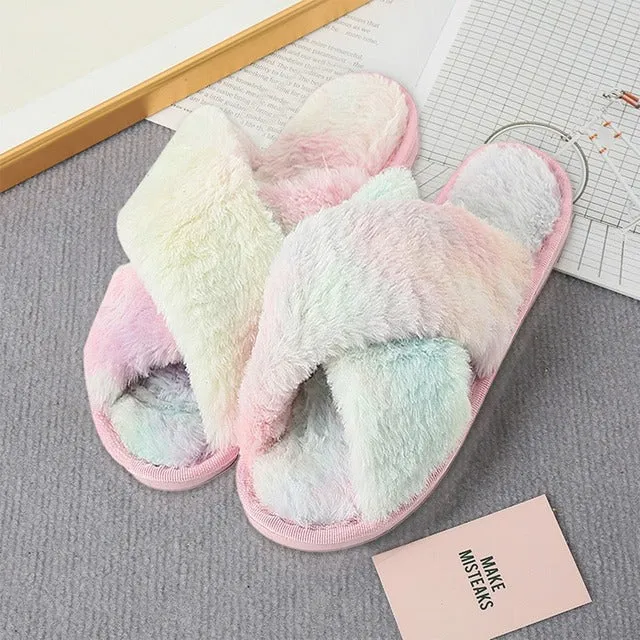 Plush couple footwear