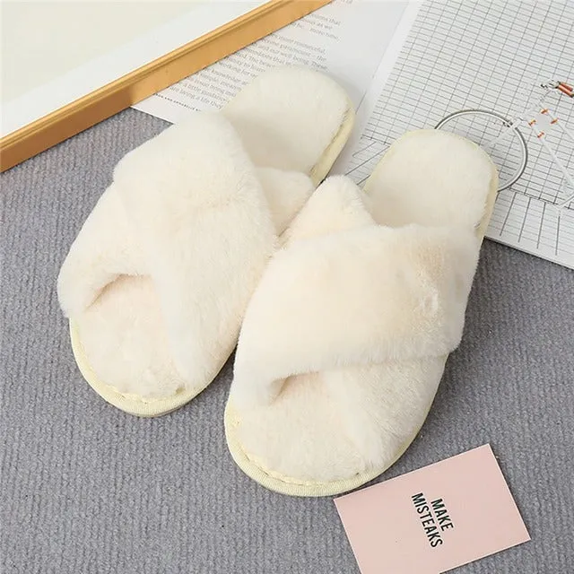 Plush couple footwear