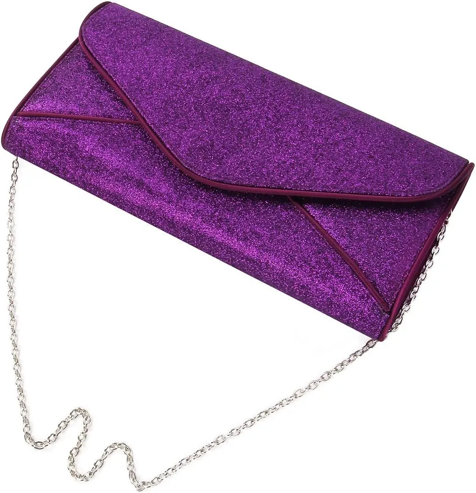 Premium Large Metallic Glitter Envelope Flap Clutch Evening Bag Handbag