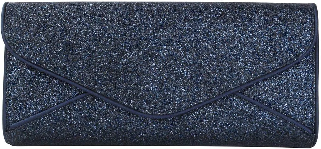 Premium Large Metallic Glitter Envelope Flap Clutch Evening Bag Handbag
