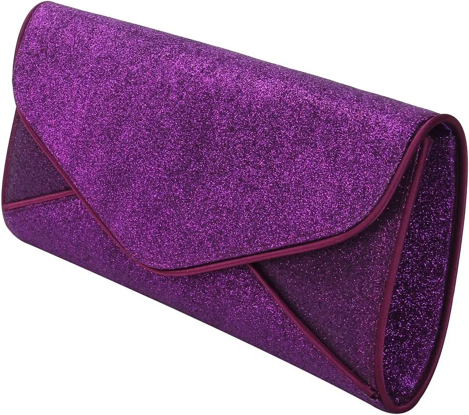 Premium Large Metallic Glitter Envelope Flap Clutch Evening Bag Handbag