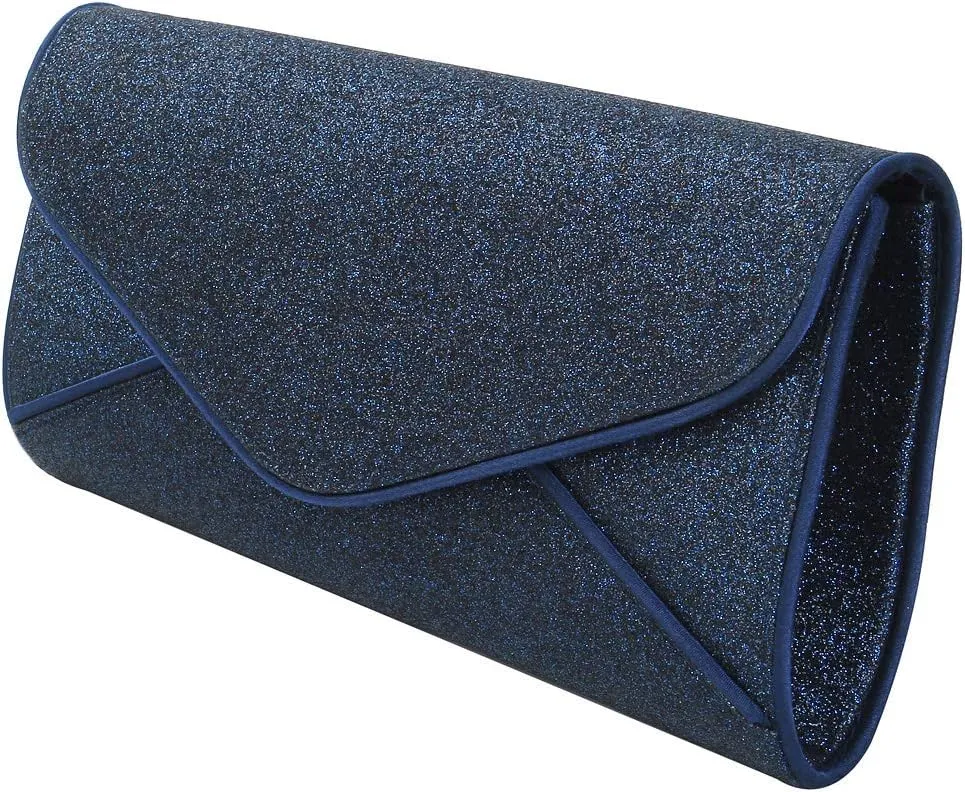 Premium Large Metallic Glitter Envelope Flap Clutch Evening Bag Handbag