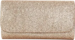 Premium Small Metallic Glitter Flap Clutch Evening Bag Handbag