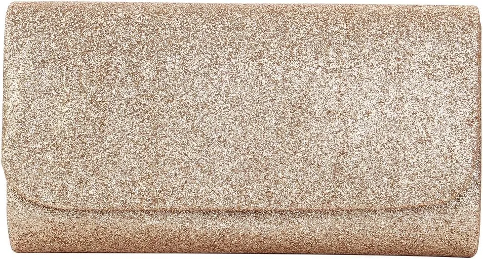 Premium Small Metallic Glitter Flap Clutch Evening Bag Handbag