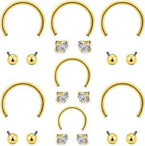 Prjndjw 16g Septum Rings Internally Threaded Surgical Steel Septum Jewelry Lip Rings Hoop Labret Jewelry Horseshoe Earrings Daith Piercing Jewelry for Women Men External thread Septum hoop