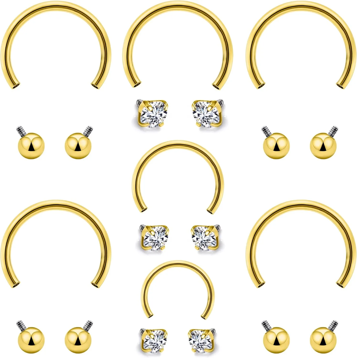 Prjndjw 16g Septum Rings Internally Threaded Surgical Steel Septum Jewelry Lip Rings Hoop Labret Jewelry Horseshoe Earrings Daith Piercing Jewelry for Women Men External thread Septum hoop