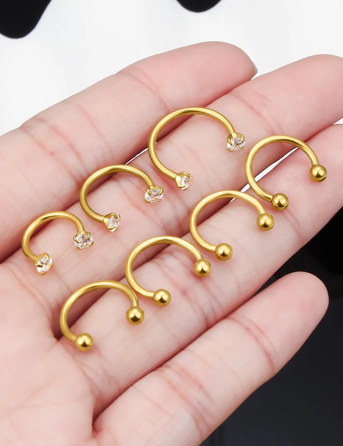 Prjndjw 16g Septum Rings Internally Threaded Surgical Steel Septum Jewelry Lip Rings Hoop Labret Jewelry Horseshoe Earrings Daith Piercing Jewelry for Women Men External thread Septum hoop