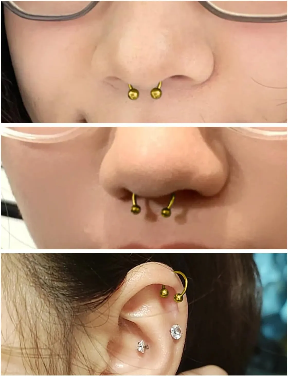 Prjndjw 16g Septum Rings Internally Threaded Surgical Steel Septum Jewelry Lip Rings Hoop Labret Jewelry Horseshoe Earrings Daith Piercing Jewelry for Women Men External thread Septum hoop