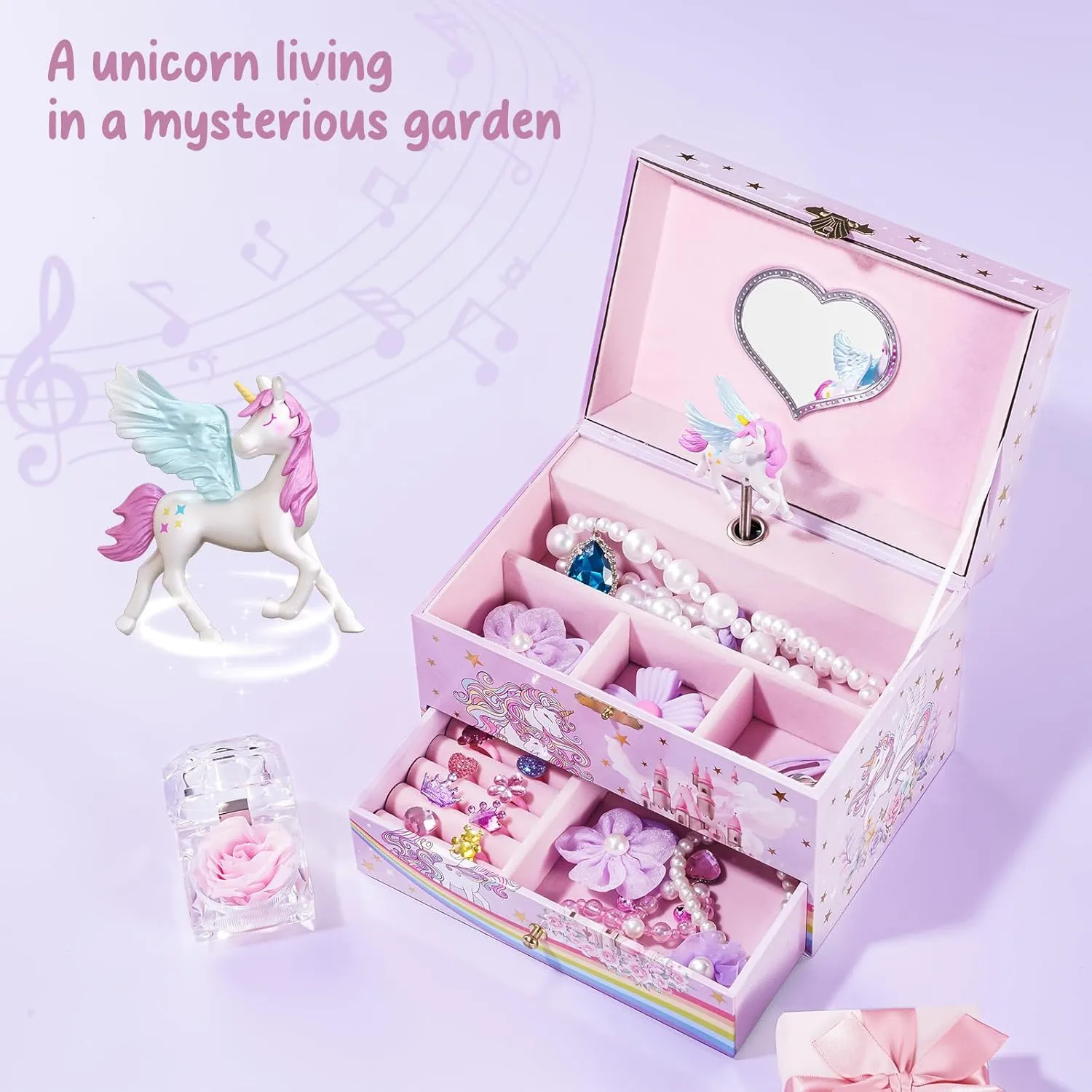 ProCase Children's Jewelry Box, Kids Jewelry Organizer with Unicorn for Little Girls, Jewelry Case Gift for Toddler Age 2 3 4 5 6 7 8 -Swan