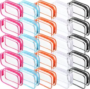Reginary 25 Pieces Clear Makeup Bags Bulk cosmetic bags with Zipper Travel Toiletry Bags Waterproof Portable Transparent zippered pouches for Women Men Traveling Business Trip Bathroom Home