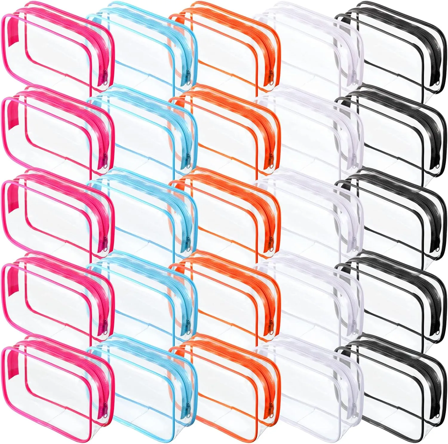 Reginary 25 Pieces Clear Makeup Bags Bulk cosmetic bags with Zipper Travel Toiletry Bags Waterproof Portable Transparent zippered pouches for Women Men Traveling Business Trip Bathroom Home