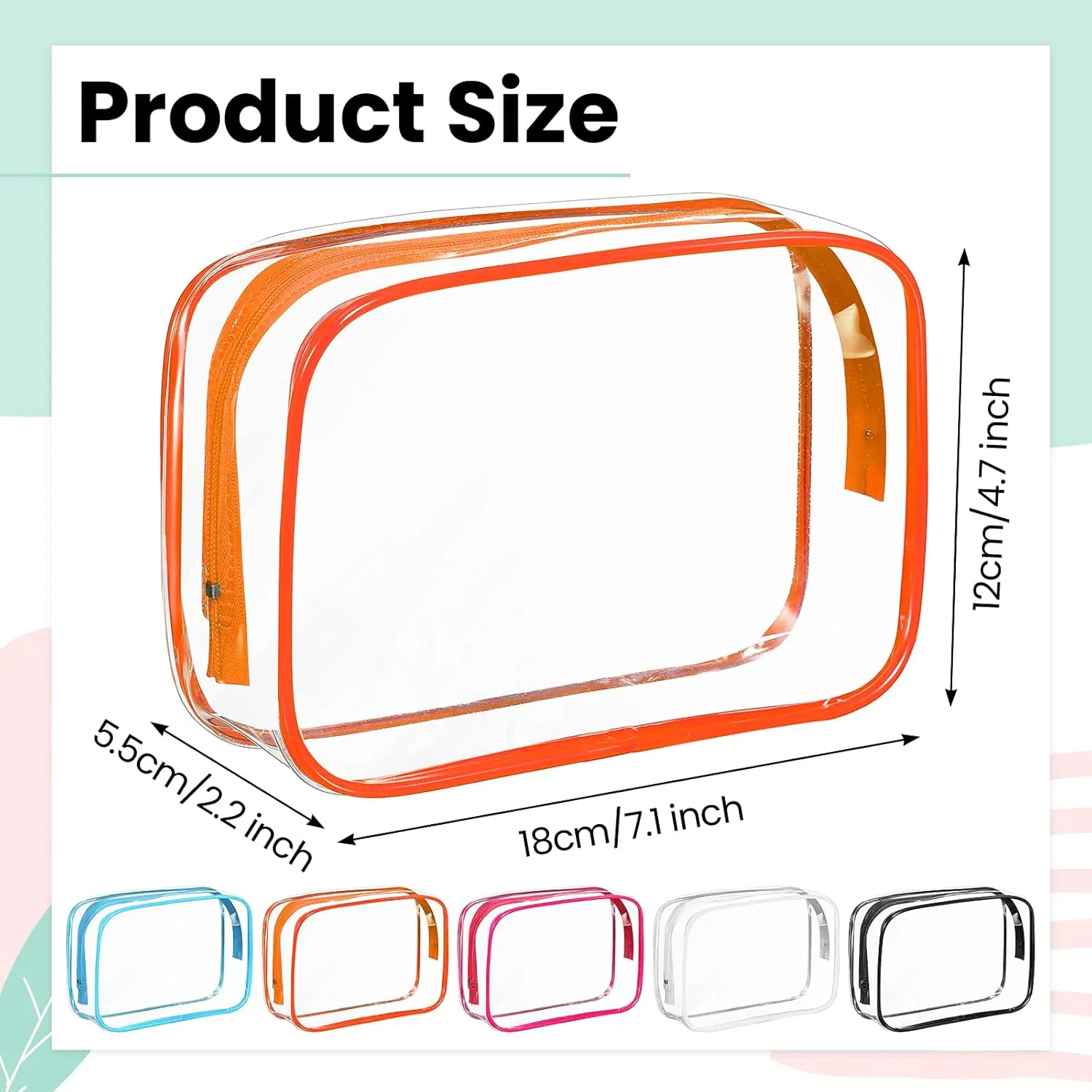 Reginary 25 Pieces Clear Makeup Bags Bulk cosmetic bags with Zipper Travel Toiletry Bags Waterproof Portable Transparent zippered pouches for Women Men Traveling Business Trip Bathroom Home